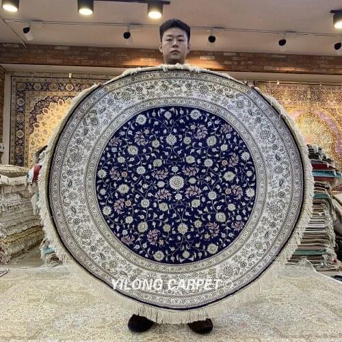 Yilong 4'x4' handmade silk round carpet exquisite oriental round rug (HF380H)
