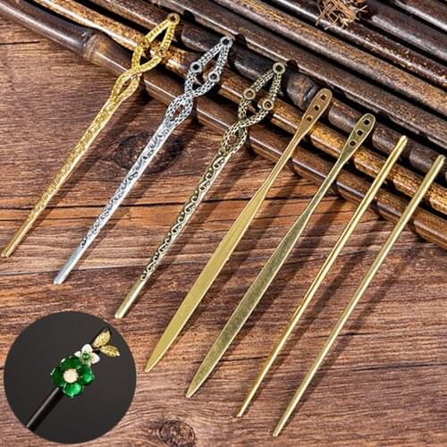 Vintage Women Hair Sticks Carved Hairpins Components DIY Wedding Hair Accessories Jewelry Findings Making