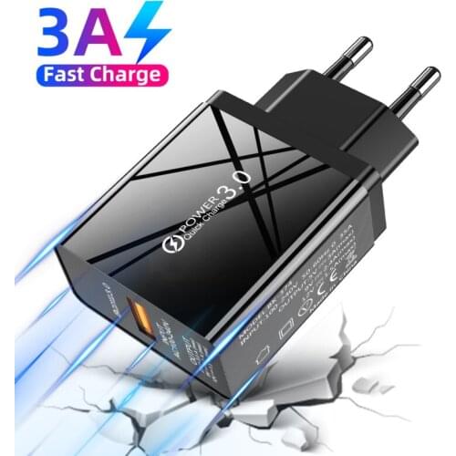 18W USB Charger 3A Fast Charging 18W Mobile Phone Adapter for iPhone12 Pro Max EU/US Plug Wall charger for Xiaomi Huawei Samsung