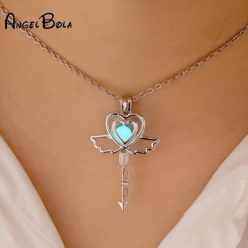 Wish harmonious luminous blue green yellow key cross pendant cage angel bola neckalce jewelry gift