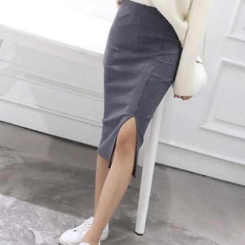 Bigsweety New Women Bodycon Skirts Spring Autumn Both Sides Split Sexy Ladies Skirts Female Casual Pencil Skirts 6 Colors