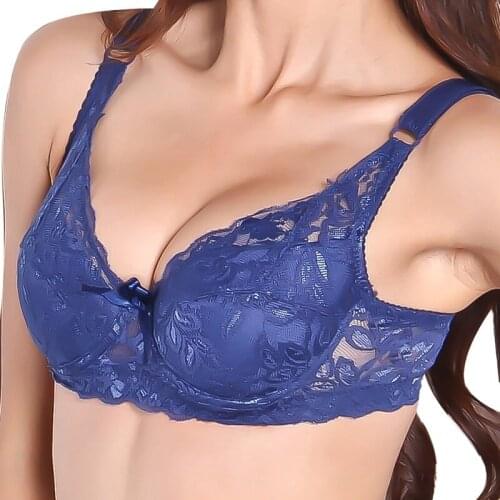 Women Sexy Full Lace Thin Gathering Push Up Bra Underwire Breathable Adjustable Charming Daily Bralette