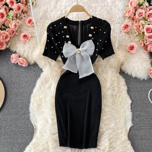 Fashion Dress Women V-neck Butterfly Tie Dresses Female Temperament High Waist Slim Elastic Vestidos Verano 2021 Summer Clothing