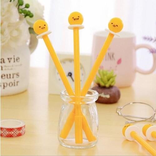 1 piece Lytwtws New Stationery Kawaii 3D Lazy Egg Yolk School Office Supplies Erasable Gel Pens Gift Handles Creative Novel