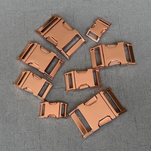 100 Pcs/Pack 15mm 20mm 25mm 32mm Rose Gold Metal Side Release Buckle Ring Belt Clasp Webbing Straps Clip Hook For Dog Pet Collar