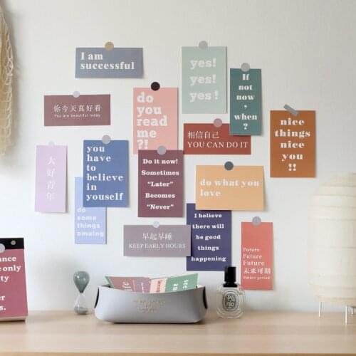 15 sheets/set inspirational text cards wall sticker study desk sticker refrigerator creative poster art wall decoration quotes