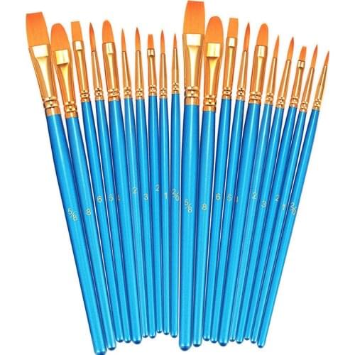 20 Pcs Round Pointed Tip Paintbrushes Nylon Hair Artist Acrylic Paint Brushes for Acrylic Oil Watercolor Painting By Numbers