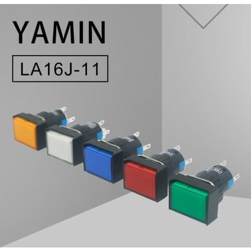 5pcs 16mm Rectangular Power Push Button Switch With Lamp Self Reset Momentary Latching Fixed Lock Five Pin LA16-J-11D LA16-J-11S