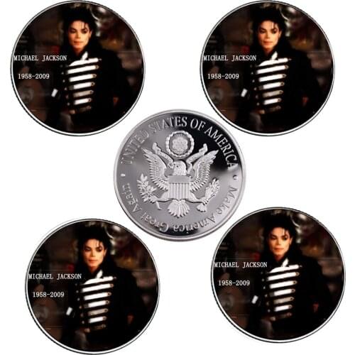 5pcs/lot Business Souvenir Gifts Michael Jackson Silver Coin Decorative Art Crafts Collections Challenge Coins Home Decoration