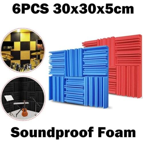 6PCS Sound Proof Wall Panels Studio Acoustic Absorption Treatment Sponge Foam Panels Window Sealing Strips for Drum KTV Room