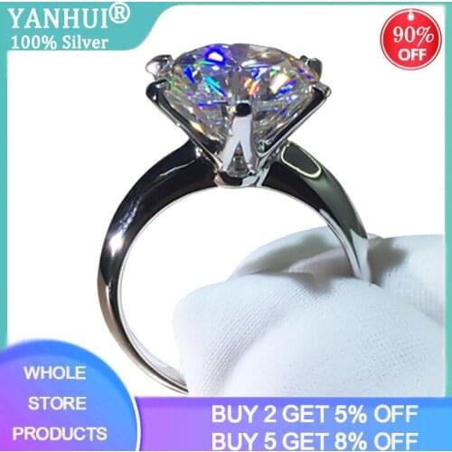 Promotion! With Certificate Silver 925 Ring Real 18K White Gold Pt Ring Solitaire 2.0ct Zirconia Diamond Wedding Rings For Women