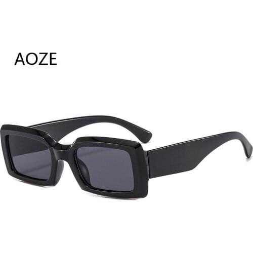 AOZE 2021 summer fashion rectangle retro Sunglasses Women/Mens Vintage luxury Brand Designer UV400 Sun Glasses Shades Female