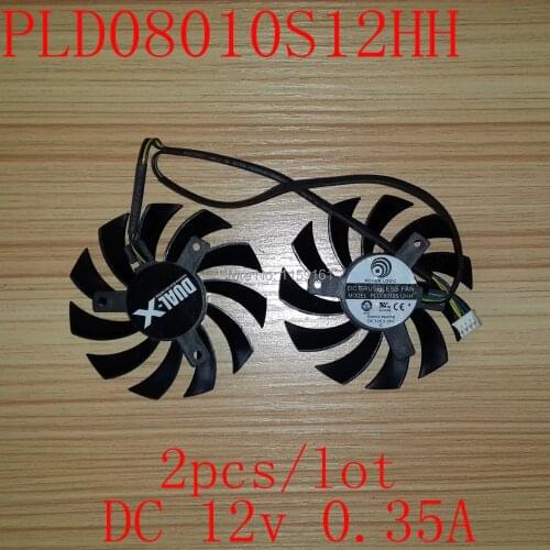 Free shipping 2pcs/lot PLD08010S12HH 75mm 12V For MSI R6790 R6850 R6890 GTX560 GTX570 GTX580 GTX460