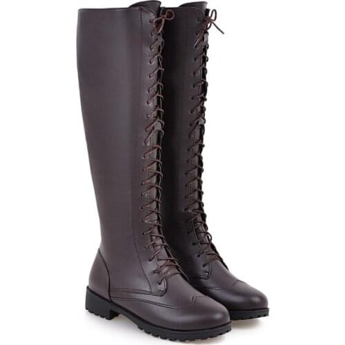 Big Size thigh high boots knee high boots over the knee boots women ladies boots Cross strap with round head
