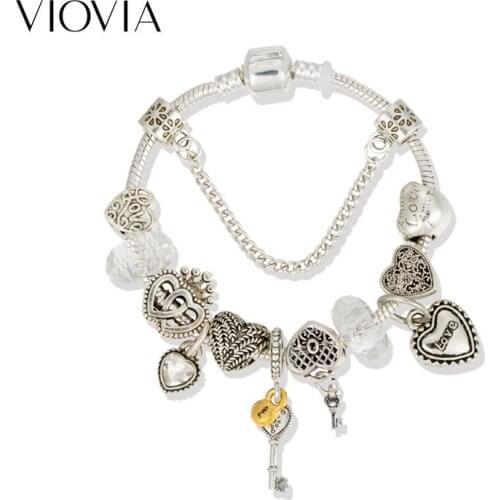 VIOVIA 2019 Pulseras Mujer Bracelet Bead With Key for Jewelry Making for Women Original Bracelet Accessories for Jewelry B19079