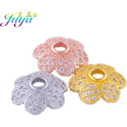 DIY Women Fashion Beaded Beads Jewelry Making Findings Supplies Zircon Flower Hole Spacer Charm Decoration Beads Accessories