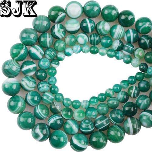Green Stripe Onyx Agates Natural Stone Beads For Jewelry Making Diy Bracelet Necklace 4/6/8/10/12/14mm Wholesale Strand 15