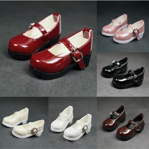D03-P531 children toy BJD DD SD MSD 1/6 1/4 1/3 dolls Photo props Accessoriess Bright leather buckle student shoes 1pair