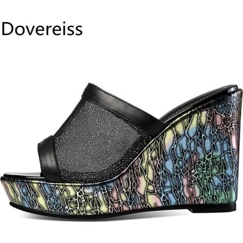 Dovereiss Fashion Womens Shoes summer Consice Sexy Waterproof white Peep toe Elegant Slippers Wedges size 34-40