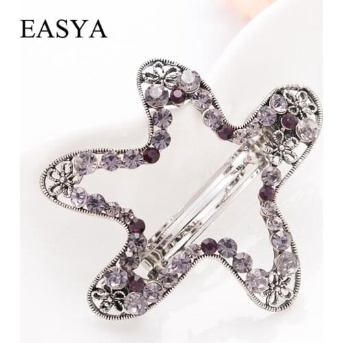 EASYA 2018 New Vintage Metal Star Hair Accessories Fashion Crystal Rhinestone Star Hair Pins Clips Hot Hair Barrettes For Women