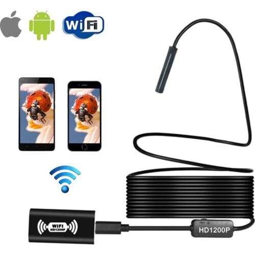 JCWHCAM 8MM Endoscope Inspection Camera 1200P Semi Rigid Hard Tube Endoscope Wifi Borescope Snake Video Camera For IOS/Android