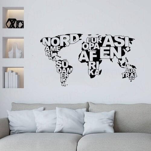World Map Large Black Removable Wall Decals Book Shelf Vinyl Wall Sticker Bedroom Decoration WL757