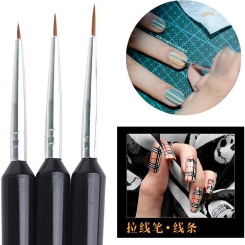 3Pcs/Set Nail Art Brushes Acrylic French Painting Brush Flower Design Stripes Lines Liner DIY Drawing Pen Manicure Tools