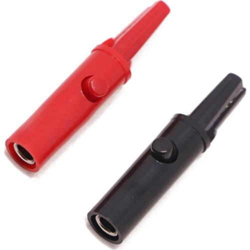 2Pcs Red Black Push Button Type Full Protective Alligator Clip For Professional Multimeter