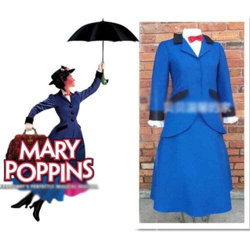 Custimzied Mary Poppins Dress Mary Poppins Cosplay blue Costume set