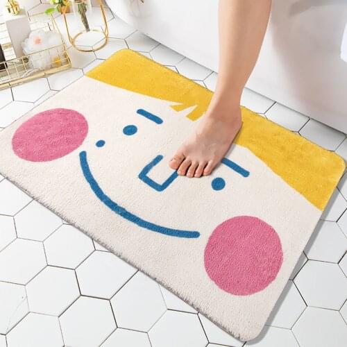 Creative Blush Smile Cartoon Carpet Bathroom Plush Warm Carpet Water absorption Non-slip Cute Mat Rug Bedroom Mat