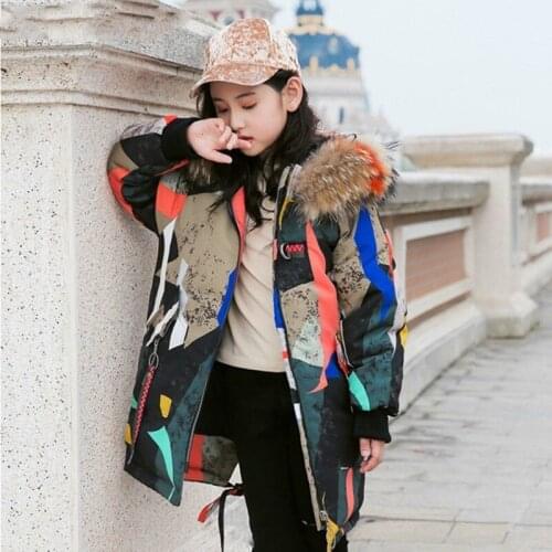 Girls clothing Camouflage Cotton-padded Jacket Outerwear Coats 2019 fashion childen Winter Children parkaCamouflage parka 3-13 Y