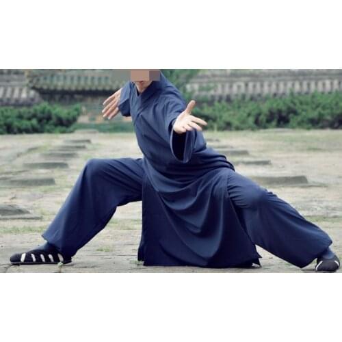 20color top quality Linen Taoist tai chi suits wudang wushu clothing costume kung fu martial arts robe athletic uniforms