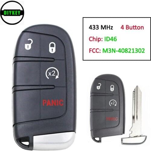 DIYKEY 433MHz ID46 Chip M3N-40821302 68066350 3+1 4 Button Smart Remote Key Fob for Dodge Durango 2014-2019 Journey 2011-2019