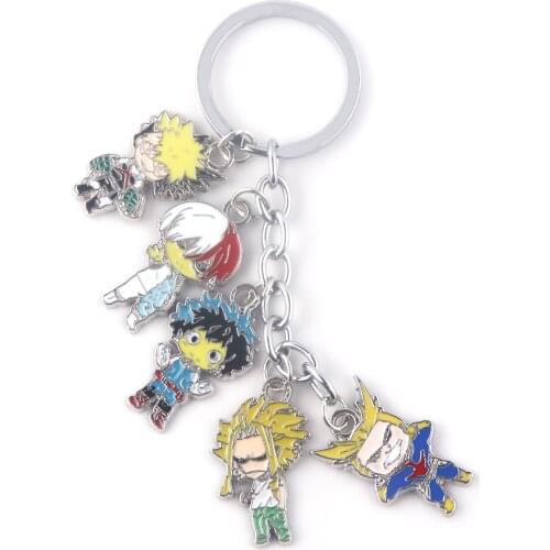 My Hero Academia Figure Keychain Pendant Izuku Midoriya Katsuki Bakugou All Might Shoto Todoroki Metal Charms Key Chain Jewelry