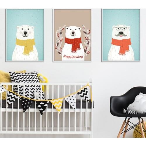Cartoon Animal Bear Family Wall Art Canvas Posters and Prints Painting Nursery Pictures Children Bedroom Decoration Home Decor