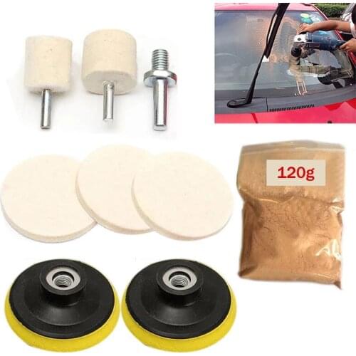 9Pcs/Set 4 OZ Cerium Oxide Powder Watch Glass screen Windows Polishing Kit Cleaning Scratch Removal Polishing Backing Pad