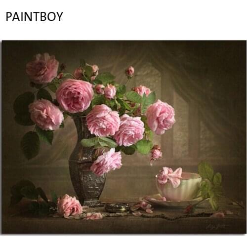 Oil Painting Frameless Flower Painting By Numbers DIY Canvas Oil Painting Home Decoration Living Room 40*50cm GX7814 Wall Art