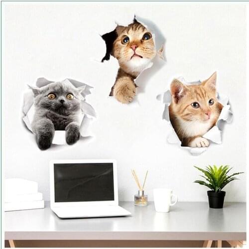 1PC 3D Cute DIY Cat Decals Adhesive Family Wall Stickers Window Room Decorations Bathroom Toilet Seat Decor Kitchen Accessories