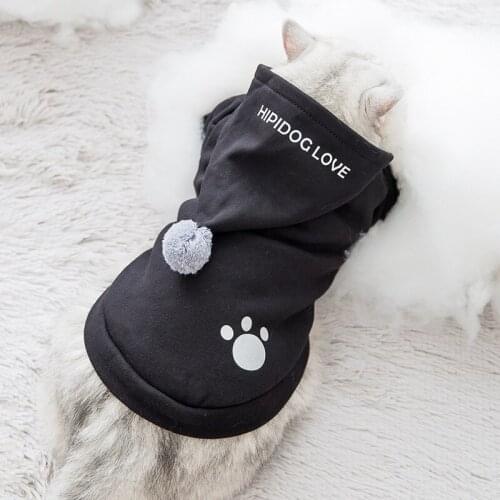 New Cute Fashion Hooded Sweater Autumn And Winter Thin Velvet Teddy Small Dog Funny Clothing Pet Cat Clothes pet cat