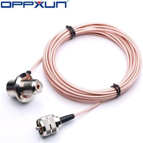 Oppxun UHF Female Right Angle to Long UHF PL259 Male RG316 for Car Mobile Radio Antenna 1m 3m 5m 10m Cable
