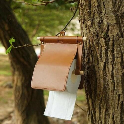 Portable Pu Tissue Hanger Outdoor Camping Toilet Roll Picnic Hanging Portable Roll Tissue Cover Tent Paper Paper Holder Bat G3x9