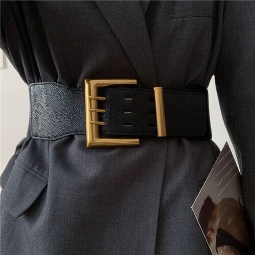 Fashion Women Waist Elastic Belt Black Wide Stretch Big Dress High Quality Autumn And Winter Decoration Sweater Girdle