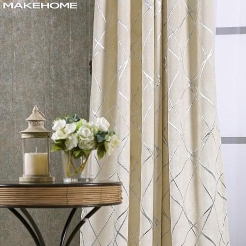 Simple Modern Window Blackout Curtains for Living Room Bedroom Thickening Chenille Silver Jacquard Curtains Drapes