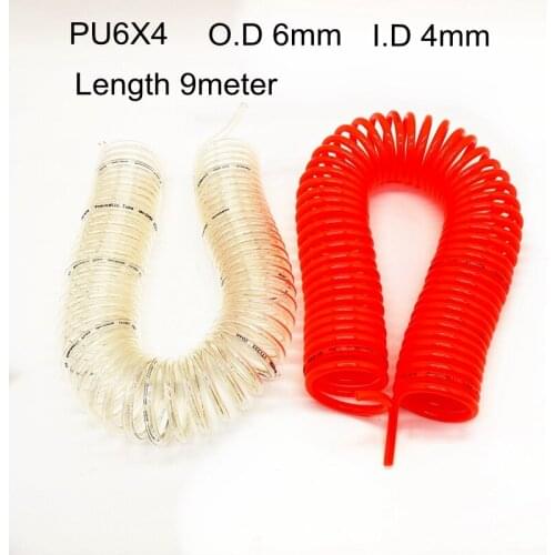 Polyurethane Spring Trachea Pneumatic Coil Hose PU6x4mm 6 meter OD6mm ID4mm Pneumatic Spring Tube 6M