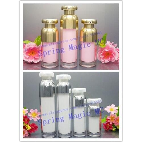 Pink White Cosmetic Empty Bottle 50ml Acrylic Emulsion Bottles Cosmetic containers Plastic Airless Vacuum pump Lotion Bottle