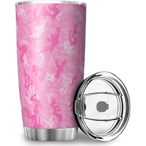 1Pc 600ML Multicolor Camouflage Print Water Bottle Stainless Steel Leakproof Car Water Cup Double Vacuum Insulated Cup Juice Mug