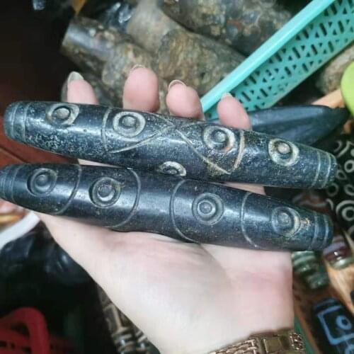 Rare 140mm long meteorite ancient dzi multi-totem optionalbead old Heavenly Fallen Stone High-density weighing strong energy