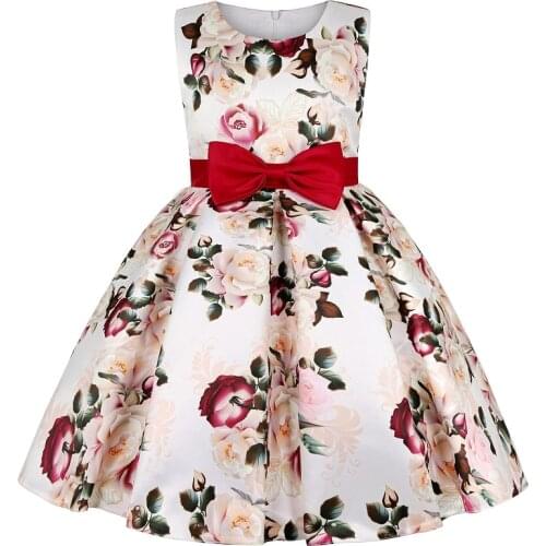 Infant Baby Girls Dress Rose print tutu princess Dresses for Girls birthday party wedding Dress for new Year Girls costume