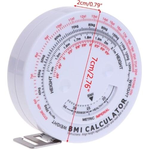 BMI Body Mass Retractable Tape 150cm Measure Calculator Diet Weight Loss Tape C1FF