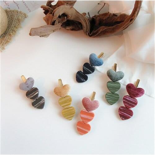 Vintage Retro Matte Velvet Lovely Hairpin Korea Heart Shape Hair Clip Barrettes Fashion Hairpin Women Hair Styling Accessories